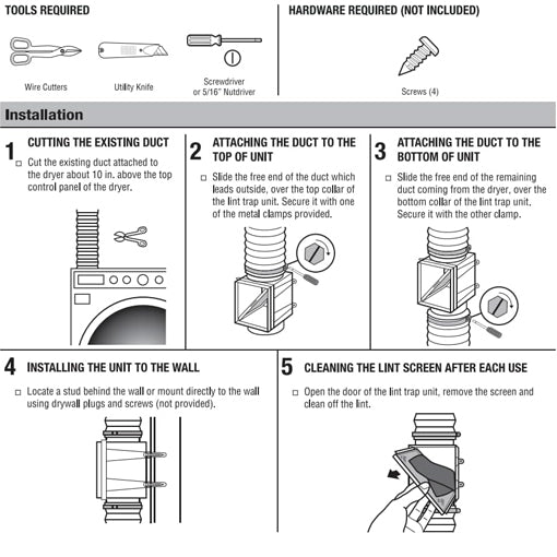 Dryer Duct Lint Trap