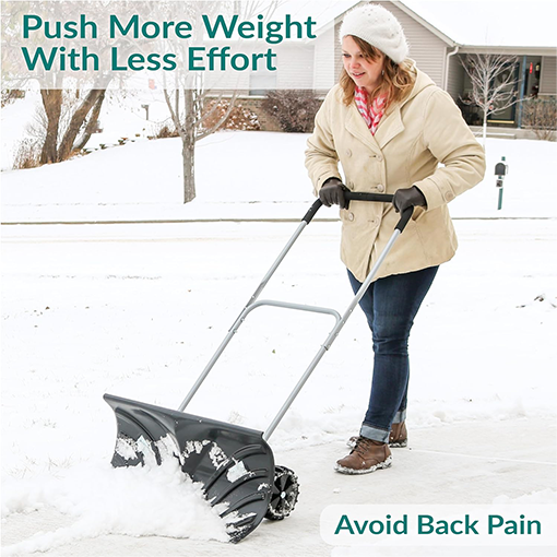 Wheeled Snow Shovel Pusher