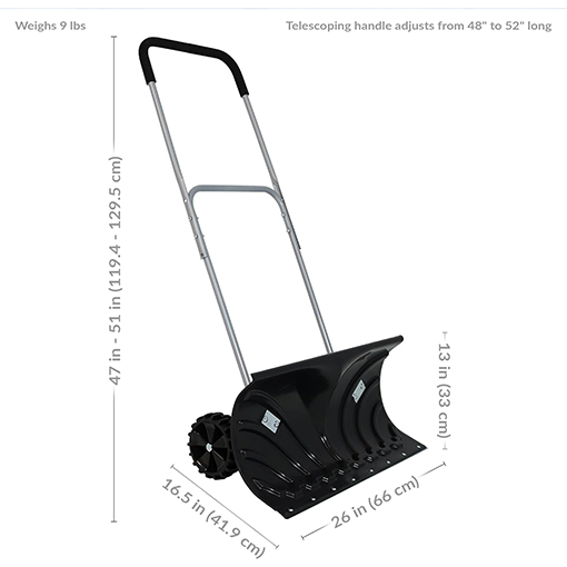 Wheeled Snow Shovel Pusher